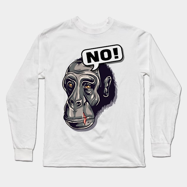Monkey Facial Expression - No - bright Long Sleeve T-Shirt by ShirzAndMore
